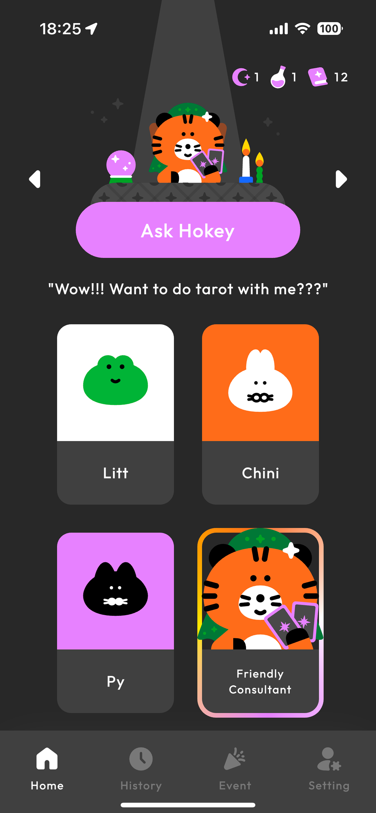 Chini Selection Screen